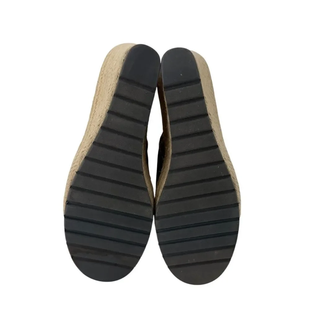 Toms Brown Monica Mule Snakeskin Open Toe Wedge Slip on Sandals